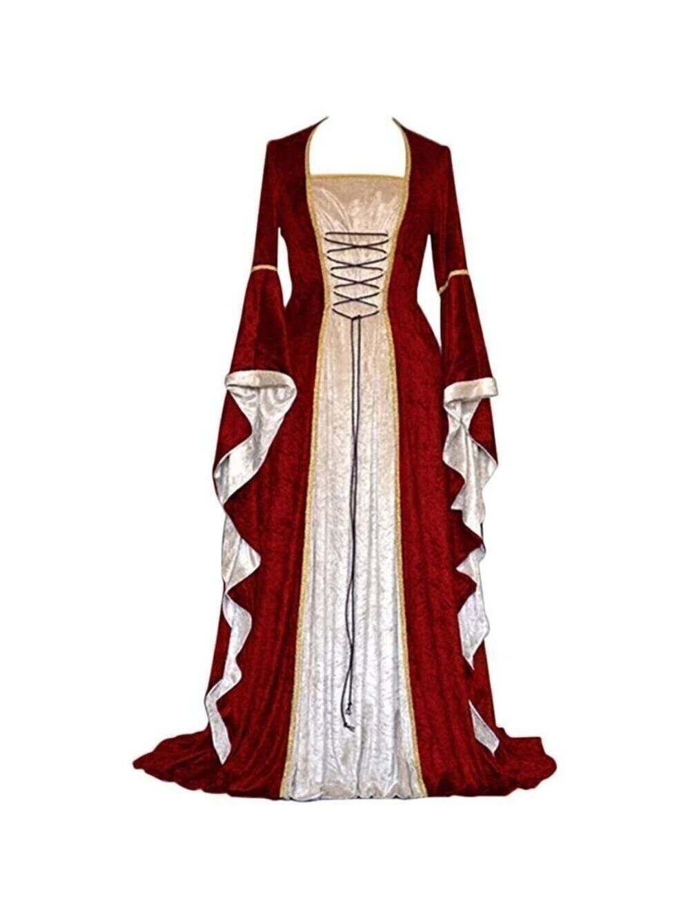 Medieval Victorian Long Dress Red Cosplay Irish Costume Halloween Viking Fun NWT